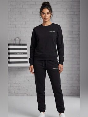 (Like New) Sephora Black Sweatshirt and Jogger Set